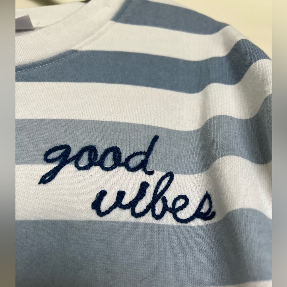 Doe. Good Vibes Sweatshirt - blue and white stripped - size small. - Picture 6 of 6
